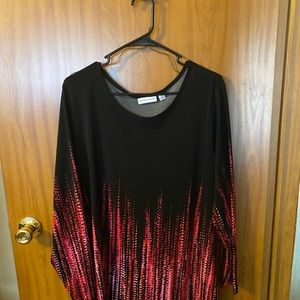 Susan Graver XL Excellent condition 3/4 liquid knit black and pink shirt.